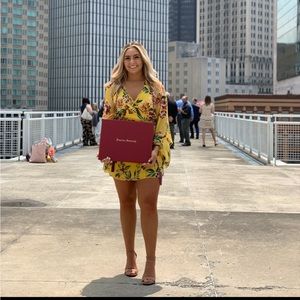 Tularosa Yellow Dahlia Floral Robin Wrap Dress S